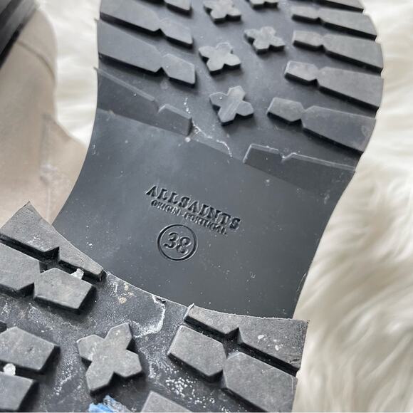 AllSaints | Women’s Ariel Boot White Suede Distressed Moto Zipper Zip Lace-Up 38 - Picture 11 of 11